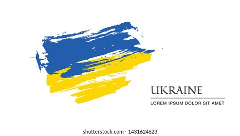 Grunge brush stroke with Ukraine national flag. painting flag of Ukraine. Symbol, poster, banne of the national flag. Vector illustration isolated on white background