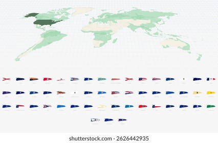 Grunge Brush Stroke US State Flags Collection. Vector flag set.