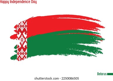 Grunge Brush Stroke Vecctor Design on Painted Of Belarus Flag