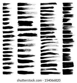 Grunge Brush Stroke. Vector set of grunge watercolor brush strokes.  Black Dry Brush Stroke collection of black vector oil paint brush strokes isolated on white background. Paint brush strokes.