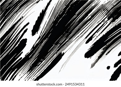 Grunge Brush strokes Background. Black Brush strokes isolated on white background. Grunge texture Background. Abstract Black and white grunge texture.
