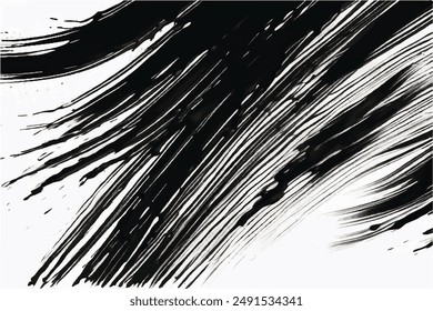 Grunge Brush strokes Background. Black Brush strokes isolated on white background. Grunge texture Background. Abstract Black and white grunge texture.