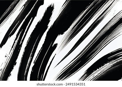 Grunge Brush strokes Background. Black Brush strokes isolated on white background. Grunge texture Background. Abstract Black and white grunge texture.