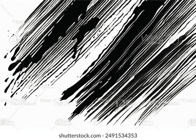 Grunge Brush strokes Background. Black Brush strokes isolated on white background. Grunge texture Background. Abstract Black and white grunge texture.