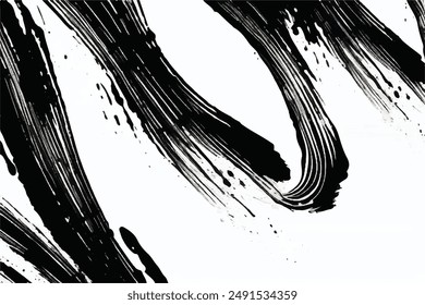 Grunge Brush strokes Background. Black Brush strokes isolated on white background. Grunge texture Background. Abstract Black and white grunge texture.