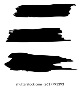 Grunge brush strokes. Black paint elements. Abstract texture vector. Rough ink shapes.