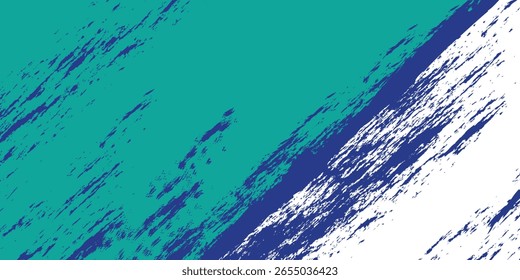Grunge Brush Strokes in Blue and Teal on White Background, Abstract Texture with Bold Color Contrast, Perfect for Creative Design and Artistic Background Projects.