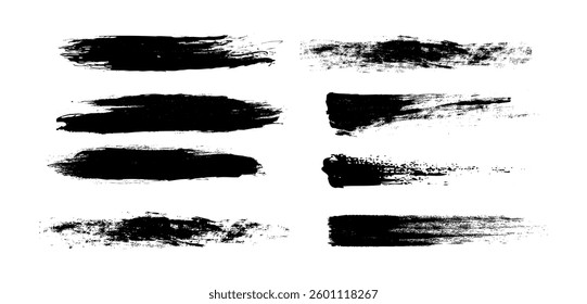 grunge brush strokes bundle on black colour