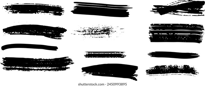 Paquete de pinceladas de grunge conjunto de colección de subrayado dibujado a mano
