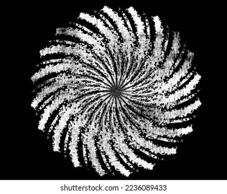 Grunge brush strokes in Circle Form . Spiral Vector Illustration .Textured round Logo . Design element . Abstract Geometric circular shapes .Rotating grunge radial line. Concentric circles