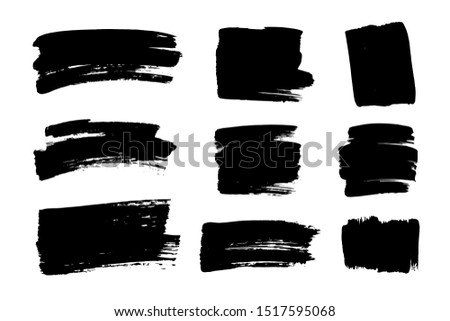 Grunge brush strokes, lines. Black design elements, artistic shapes, art objects. Dirty background. Abstarct texture.