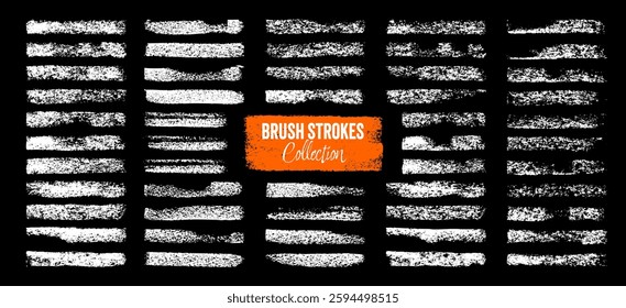 Grunge brush strokes, lines, ink smudges, hand-drawn scribble shapes. Handmade sketchy marks, acrylic stains, charcoal streaks. Paint textures, dry brush effect. Marker underline. Vector illustration