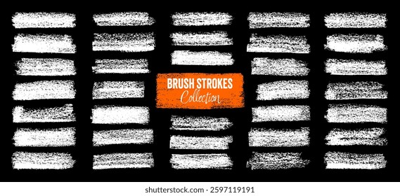 Grunge brush strokes, lines, ink smudges, hand-drawn scribble shapes. Handmade sketchy marks, acrylic stains, charcoal streaks. Paint textures, dry brush effect. Marker underline. Vector illustration