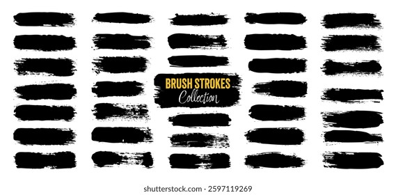 Grunge brush strokes, lines, ink smudges, hand-drawn scribble shapes. Handmade sketchy marks, acrylic stains, charcoal streaks. Paint textures, dry brush effect. Marker underline. Vector illustration