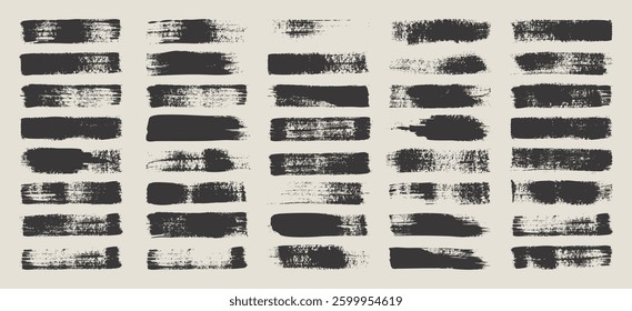 Grunge brush strokes, lines, ink smudges, hand-drawn scribble shapes. Handmade sketchy marks, acrylic stains, charcoal streaks. Paint textures, dry brush effect. Marker underline. Vector illustration