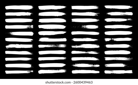 Grunge brush strokes, lines, ink smudges, hand-drawn scribble shapes. Handmade sketchy marks, acrylic stains, charcoal streaks. Paint textures, dry brush effect. Marker underline. Vector illustration