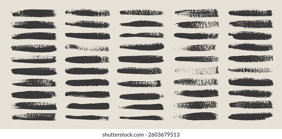 Grunge brush strokes, lines, ink smudges, hand-drawn scribble shapes. Handmade sketchy marks, acrylic stains, charcoal streaks. Paint textures, dry brush effect. Marker underline. Vector illustration