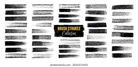 Grunge brush strokes, lines, ink smudges, hand-drawn scribble shapes. Handmade sketchy marks, acrylic stains, charcoal streaks. Paint textures, dry brush effect. Marker underline. Vector illustration