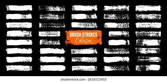 Grunge brush strokes, lines, ink smudges, hand-drawn scribble shapes. Handmade sketchy marks, acrylic stains, charcoal streaks. Paint textures, dry brush effect. Marker underline. Vector illustration