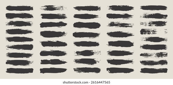 Grunge brush strokes, lines, ink smudges, hand-drawn scribble shapes. Handmade sketchy marks, acrylic stains, charcoal streaks. Paint textures, dry brush effect. Marker underline. Vector illustration