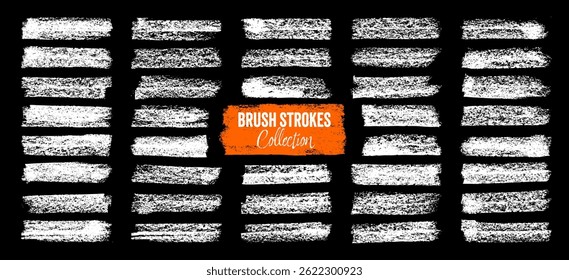 Grunge brush strokes, lines, ink smudges, hand-drawn scribble shapes. Handmade sketchy marks, acrylic stains, charcoal streaks. Paint textures, dry brush effect. Marker underline. Vector illustration