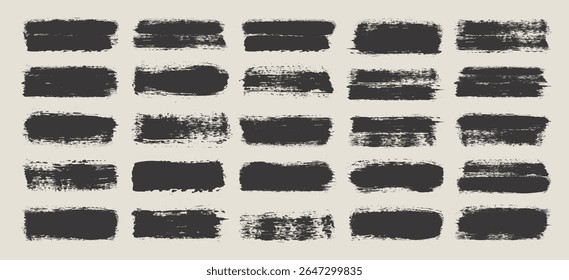 Grunge brush strokes, lines, ink smudges, hand-drawn scribble shapes. Handmade sketchy marks, acrylic stains, charcoal streaks. Paint textures, dry brush effect. Marker underline. Vector illustration
