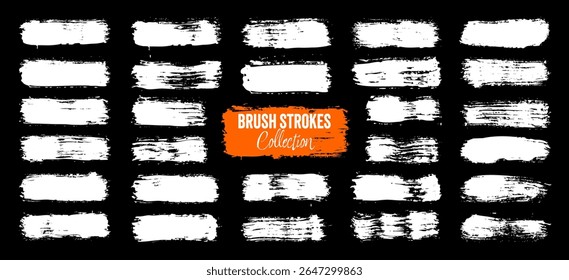 Grunge brush strokes, lines, ink smudges, hand-drawn scribble shapes. Handmade sketchy marks, acrylic stains, charcoal streaks. Paint textures, dry brush effect. Marker underline. Vector illustration
