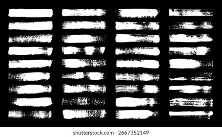 Pinceladas grunge, líneas, manchas de tinta, Formas de garabatos dibujadas a mano. Marcas incompletas hechas a mano, manchas de acrílico, rayas de carbón. Texturas de pintura, efecto de pincel seco. Subrayado de marcador. Ilustración vectorial