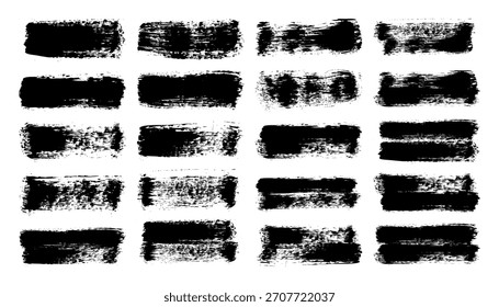Pinceladas grunge, líneas, manchas de tinta, Formas de garabatos dibujadas a mano. Marcas incompletas hechas a mano, manchas de acrílico, rayas de carbón. Texturas de pintura, efecto de pincel seco. Subrayado de marcador. Ilustración vectorial