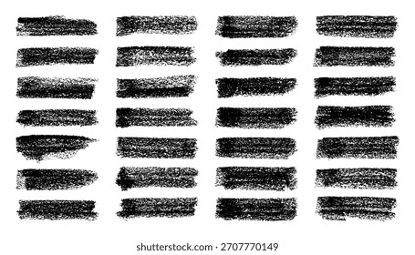 Pinceladas grunge, líneas, manchas de tinta, Formas de garabatos dibujadas a mano. Marcas incompletas hechas a mano, manchas de acrílico, rayas de carbón. Texturas de pintura, efecto de pincel seco. Subrayado de marcador. Ilustración vectorial
