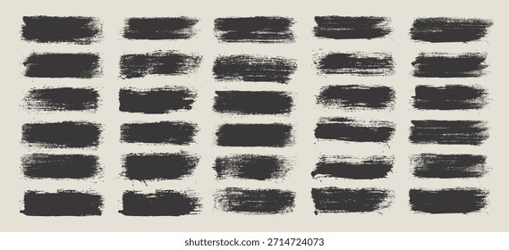 Pinceladas grunge, líneas, manchas de tinta, Formas de garabatos dibujadas a mano. Marcas incompletas hechas a mano, manchas de acrílico, rayas de carbón. Texturas de pintura, efecto de pincel seco. Subrayado de marcador. Ilustración vectorial