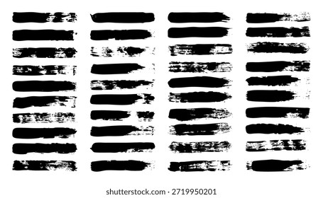Pinceladas grunge, líneas, manchas de tinta, Formas de garabatos dibujadas a mano. Marcas incompletas hechas a mano, manchas de acrílico, rayas de carbón. Texturas de pintura, efecto de pincel seco. Subrayado de marcador. Ilustración vectorial