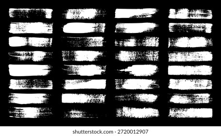 Pinceladas grunge, líneas, manchas de tinta, Formas de garabatos dibujadas a mano. Marcas incompletas hechas a mano, manchas de acrílico, rayas de carbón. Texturas de pintura, efecto de pincel seco. Subrayado de marcador. Ilustración vectorial