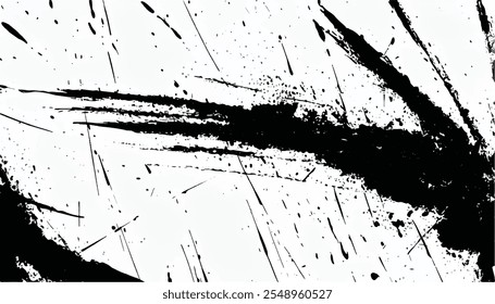 Grunge Brush strokes on white background. Black Brush Strokes. Grunge Distressed Paint Brush Strokes Background Overlay Texture.	Sharp brush strokes. 
