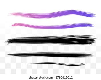 Grunge brush strokes, paint dirty paintbrush trace vector transparent element illustration, grungy textured abstract aquarelle ink for retro vintage backgrounds clipart