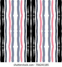 Grunge brush strokes seamless pattern. Minimalistic, textured, trendy