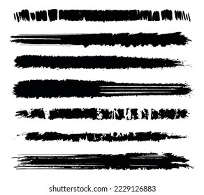 Grunge brush strokes set. Black paint brush hand drawn vector