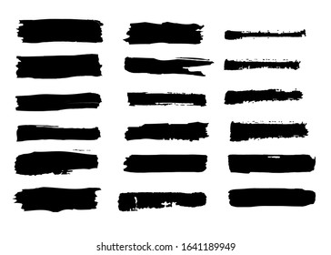 Grunge brush strokes set. Dry watercolor strokes collection. Hand paint original smears. Vector dry brushes. Bold paint. Grunge strokes background