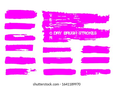Grunge brush strokes set. Dry watercolor strokes collection. Hand paint original smears. Vector dry brushes. Bold paint. Grunge strokes background