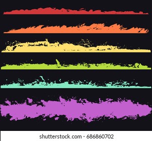 Grunge brush strokes set. Hand Drawn design elements, edges, borders and dividers. Vector template