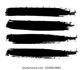 Grunge Brush Strokes Set – Rough Texture Vector Art Illustration
