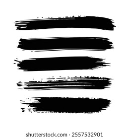 Grunge Brush Strokes Set – Rough Texture Vector Art Illustration
