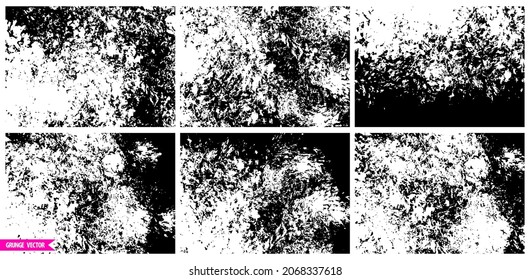 Grunge brush strokes textures set. Ink paintstrokes backgrounds. Distressed acrylic paint backdrops. Abstract artistic overlays collection. Rough grunge textures.
