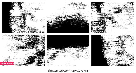 Grunge brush strokes textures set. Ink paintstrokes backgrounds. Distressed acrylic paint backdrops. Abstract artistic overlays collection. Rough grunge textures.