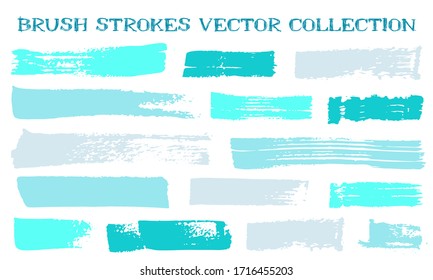 Colección vectorial de trazos de pincel grueso. Tinta textura aislada elementos de diseño gráfico. Pintura pincelada líneas abstractas. Coloridas rayas de pincel. Elementos fronterizos aislados.