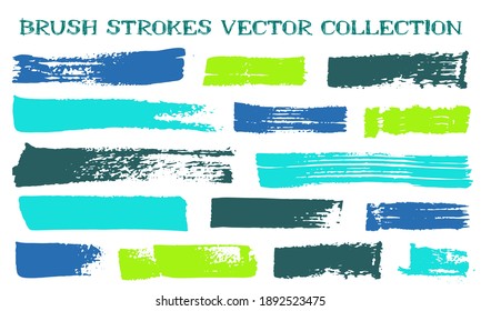 Grunge brush strokes vector collection. Hand drawn isolated graphic design elements. Paint brush strokes graffiti lines. Rough paintbrush stripes. Isolated frame design elements.