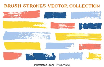 Grunge brush strokes vector collection. Hand drawn isolated graphic design elements. Paint brush strokes graffiti lines. Freehand paintbrush stripes. Isolated frame design elements.