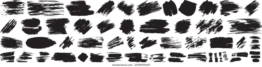 Grunge Brush Strokes Vector Collection - Isolated on White Background
