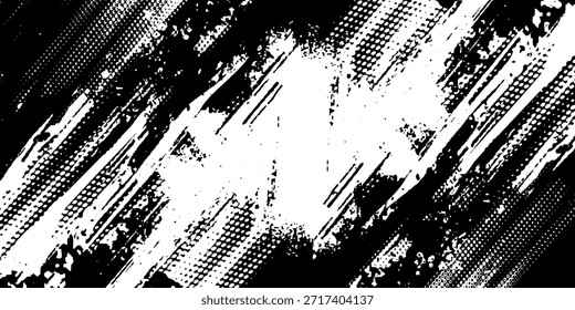 Juego de Vectores Grunge Brush Strokes: salpicaduras de tinta negra dinámica para texturas, fondos y Elementos de diseño Abstractas en un lienzo blanco limpio, perfecto para superposiciones artísticas