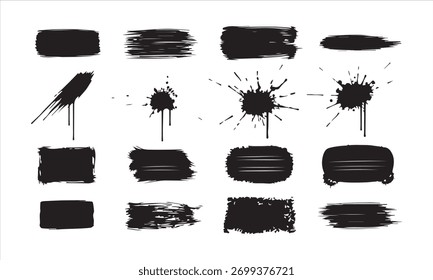 Grunge Brush Strokes Vetors - Conjunto De Vetores De Linhas E Texturas De Pincel De Pintura Abstratas